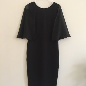 ASOS Black Midi Cape Sleeve Dress